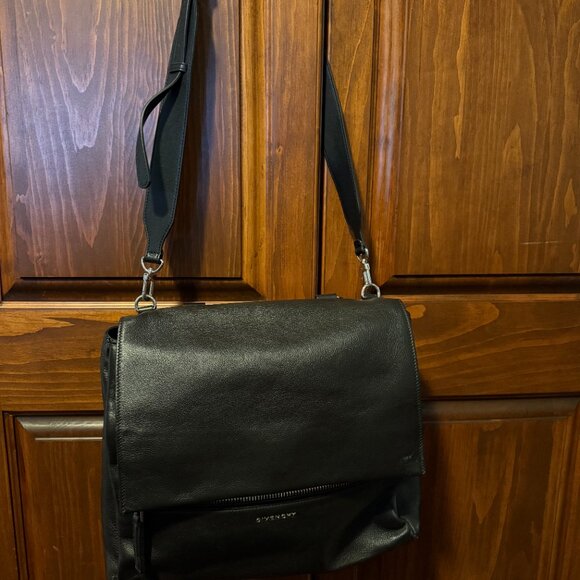 GIVENCHY "PANDORA" gorgeous black/brown pebble leather top handle bag - Picture 5 of 10